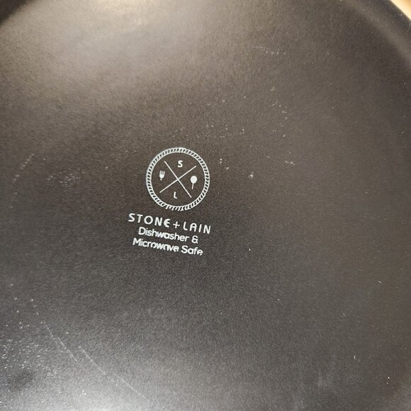 NEW Stone Lain 4 Piece Stoneware Salad Plate Replacement Set Blue and Black 7.5" - Picture 4 of 5